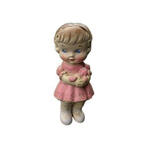 Rare Vintage 1962 Edward Mobley Squicking Rubber Doll 8 Inches Pink Dress